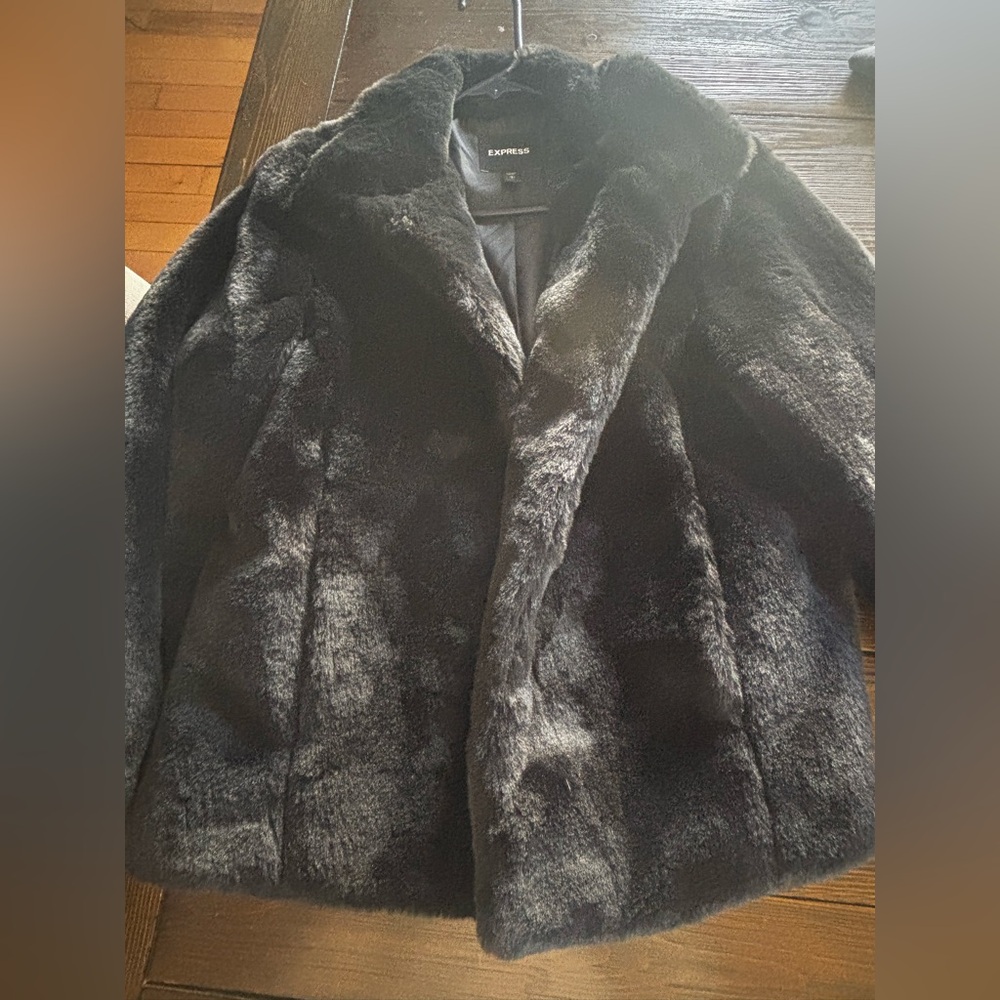 Black faux fur jacket